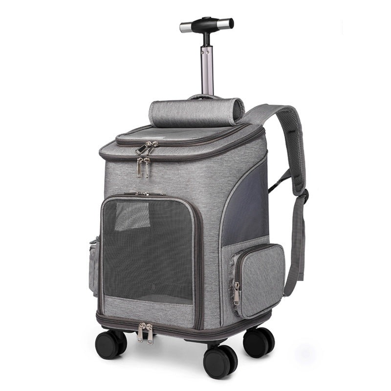 Travel Pet Carrier with Wheels – Portable Folding Backpack for Cats & Small Dogs