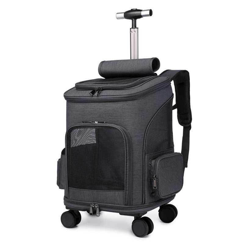 Travel Pet Carrier with Wheels – Portable Folding Backpack for Cats & Small Dogs