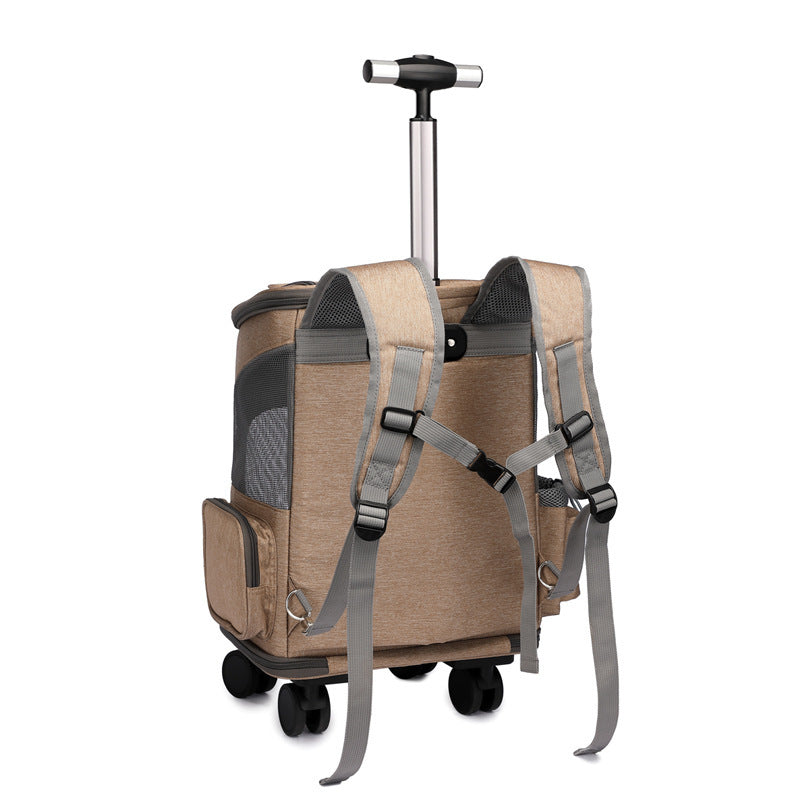 Travel Pet Carrier with Wheels – Portable Folding Backpack for Cats & Small Dogs