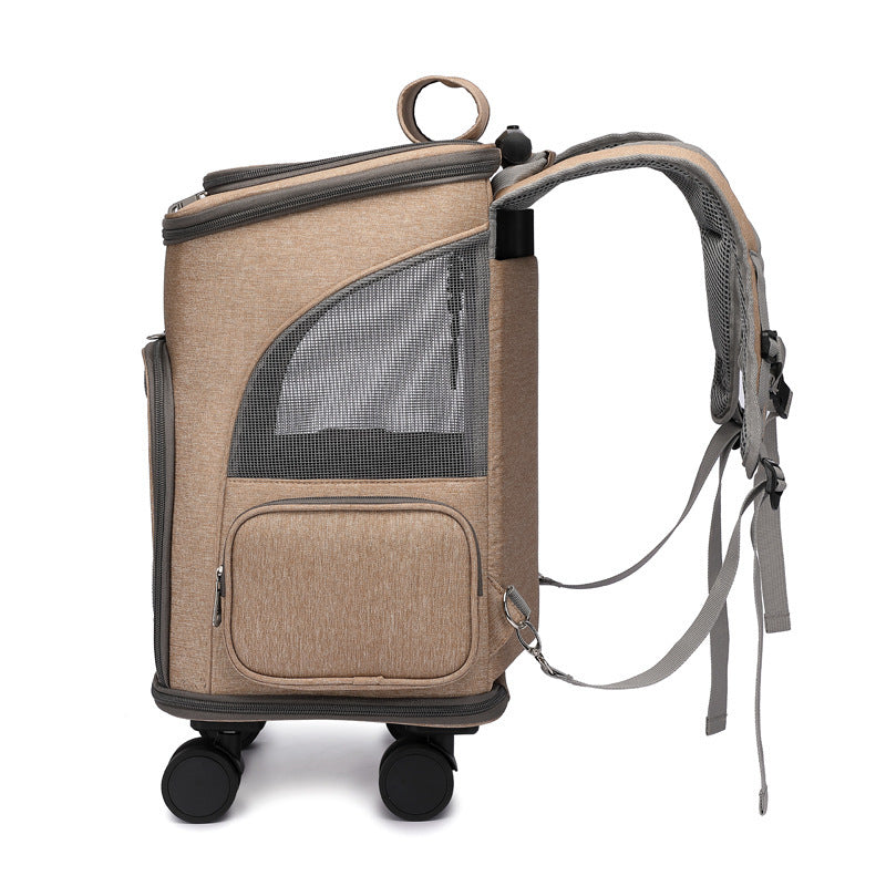 Travel Pet Carrier with Wheels – Portable Folding Backpack for Cats & Small Dogs