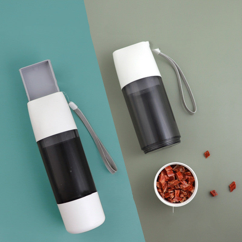 Adventure-Ready Dog Water Bottle and Food Dispenser – Portable 350ml Travel Feeder