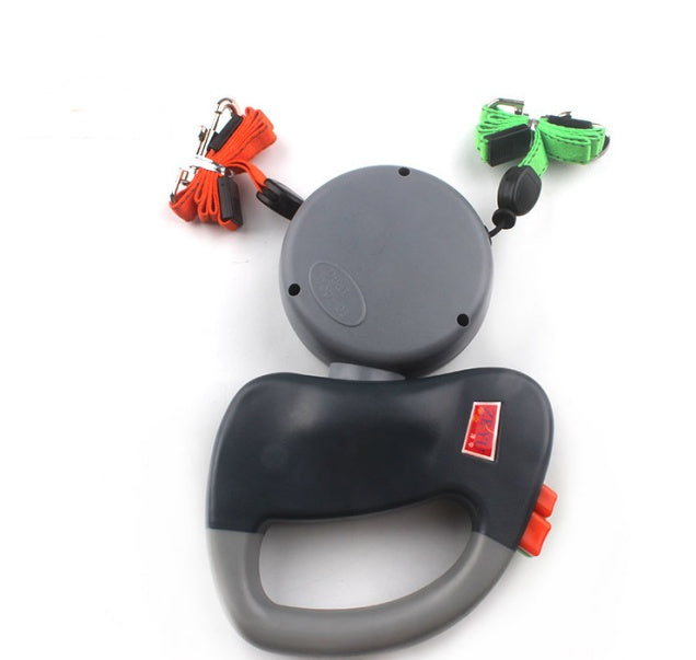 Retractable Dual Pet Leash with Shock Absorption & Ergonomic Grip