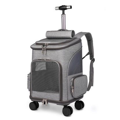 Travel Pet Carrier with Wheels – Portable Folding Backpack for Cats & Small Dogs