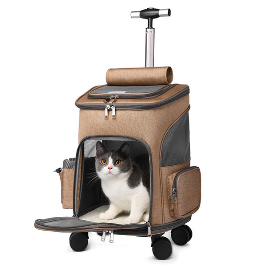 Travel Pet Carrier with Wheels – Portable Folding Backpack for Cats & Small Dogs