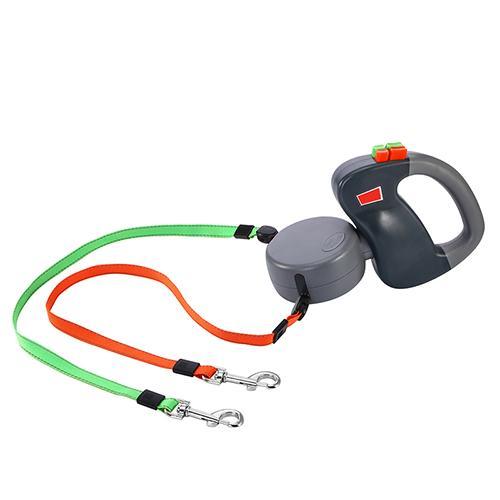 Retractable Dual Pet Leash with Shock Absorption & Ergonomic Grip