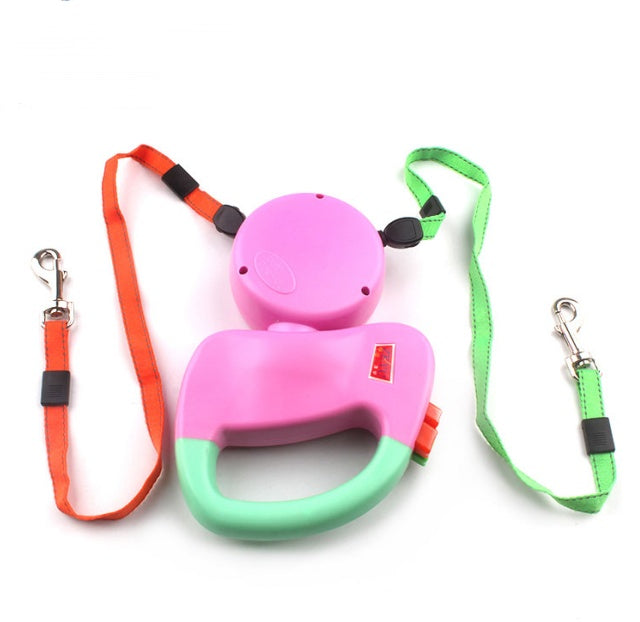 Retractable Dual Pet Leash with Shock Absorption & Ergonomic Grip