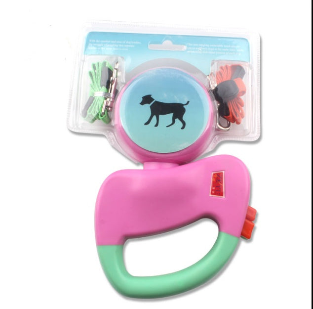 Retractable Dual Pet Leash with Shock Absorption & Ergonomic Grip