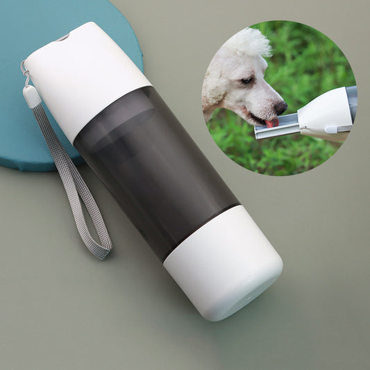 Adventure-Ready Dog Water Bottle and Food Dispenser – Portable 350ml Travel Feeder