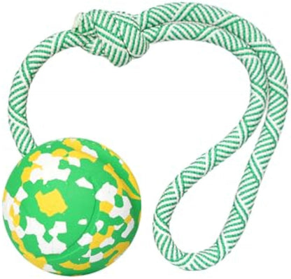 Dog Ball On Rope Dog Toy For Medium Small Dog Interactive Natural Solid Rubber Dog Rope Ball Dog Fetch Pull Tug Throw Toy Ball Toys
