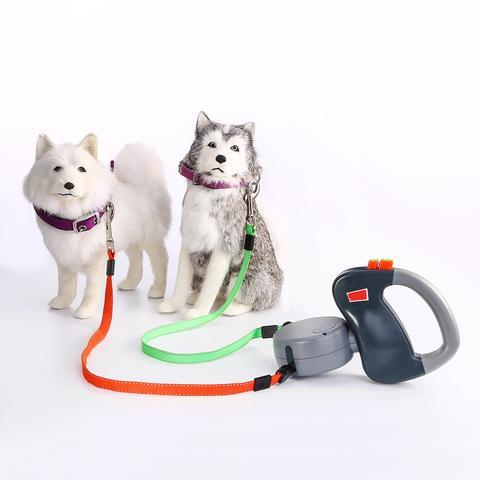 Retractable Dual Pet Leash with Shock Absorption & Ergonomic Grip