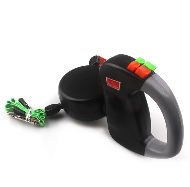 Retractable Dual Pet Leash with Shock Absorption & Ergonomic Grip