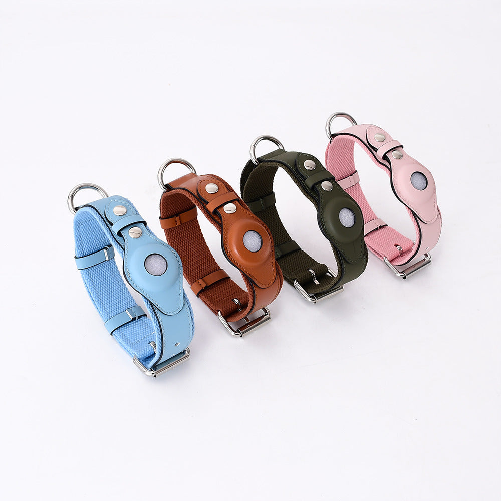 Premium Leather Airtag Pet Collar Tracker – Protective Case for Pet Collars